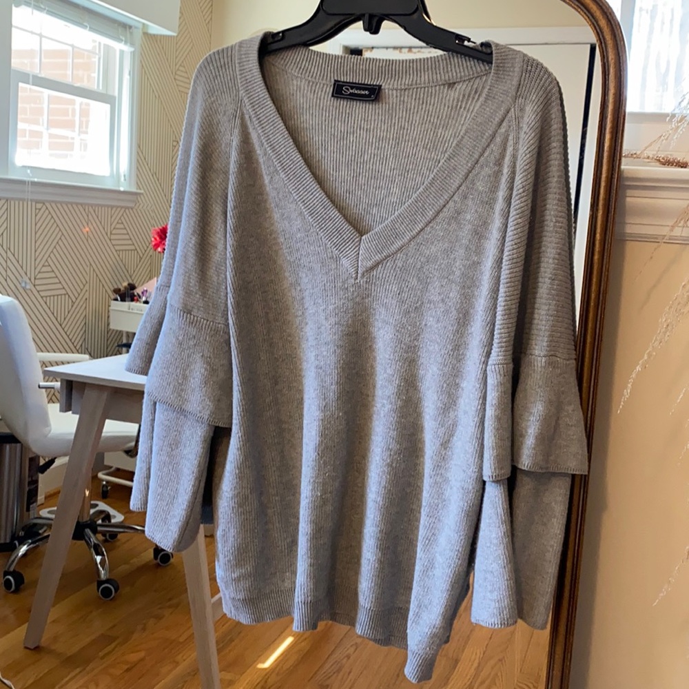 Gray v-neck sweater